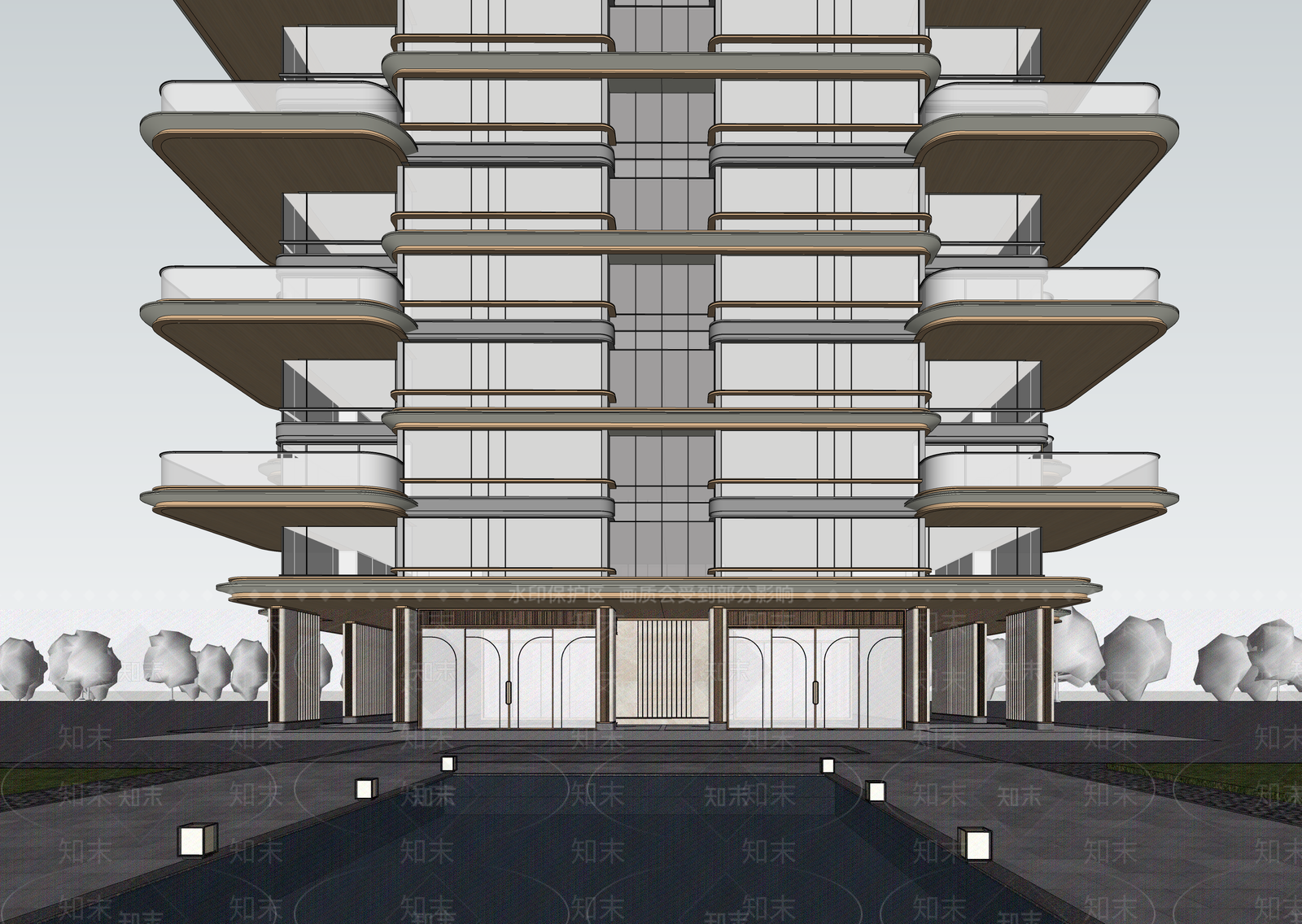 现代小区建筑SU模型下载【ID:1202827909】