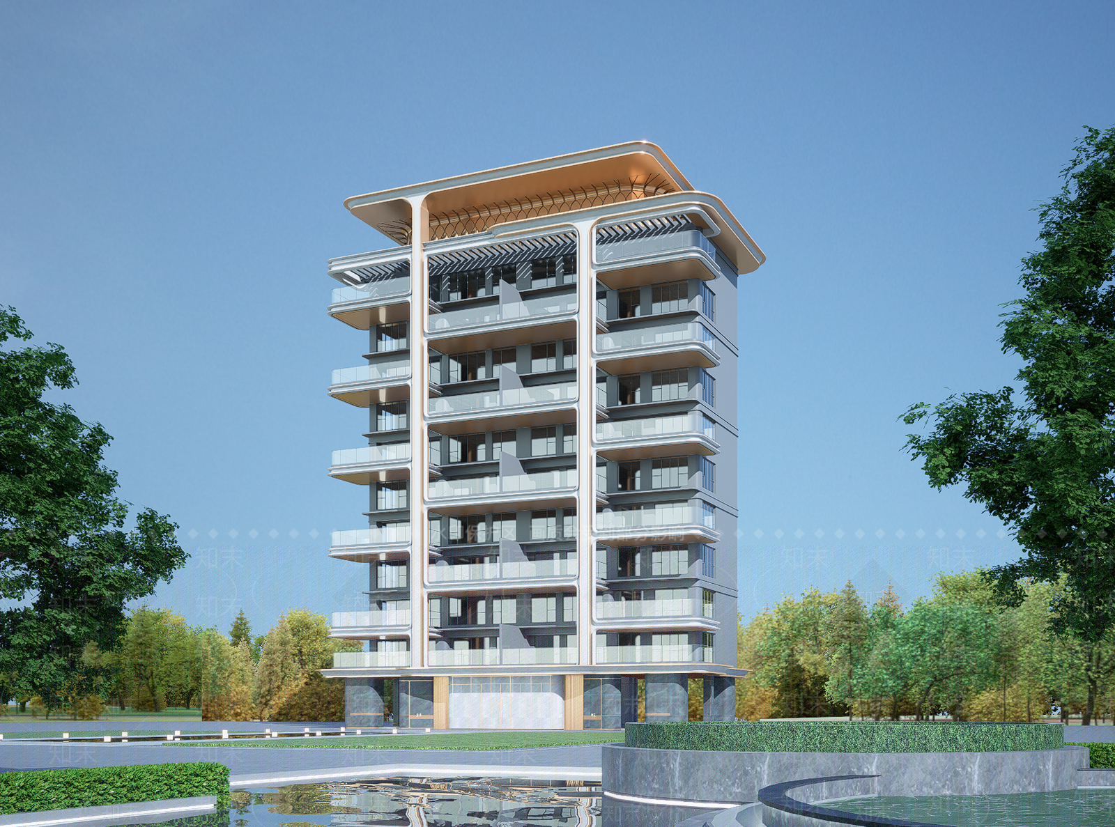 现代小高层住宅楼SU模型下载【ID:1202828632】