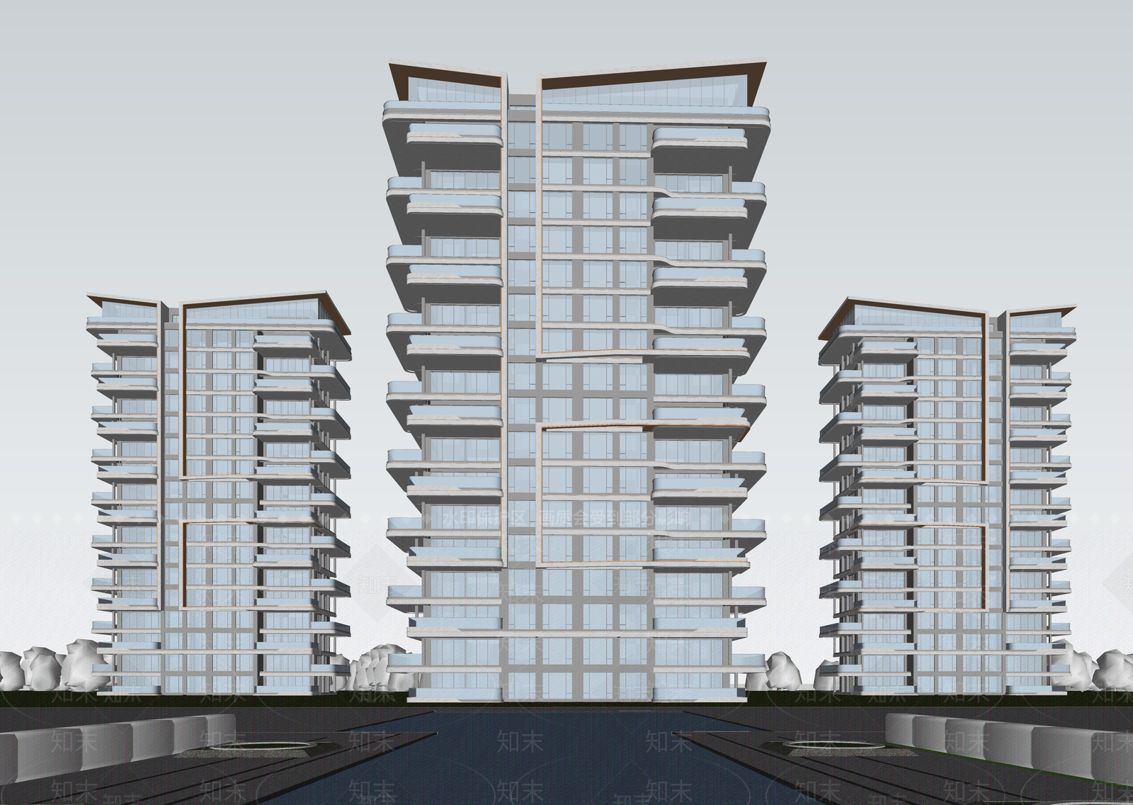 现代高层住宅SU模型下载【ID:1202828714】
