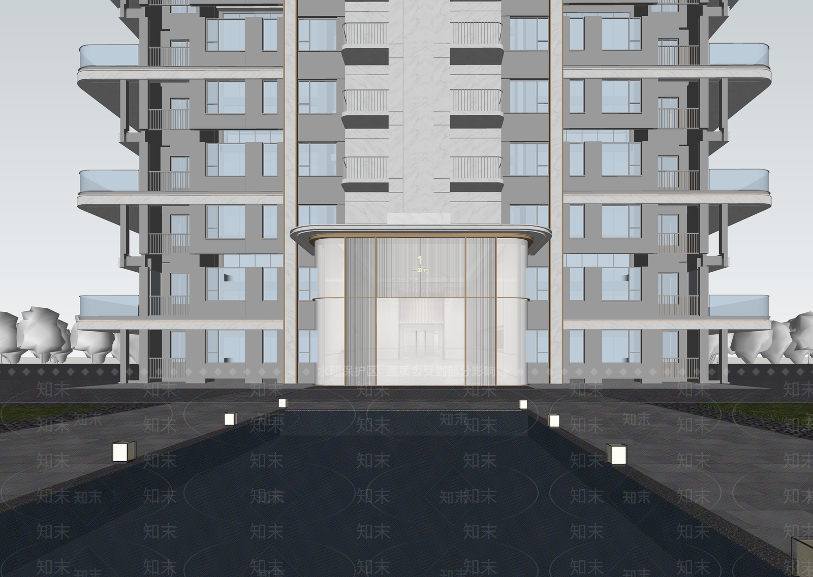 现代小区建筑SU模型下载【ID:1202828828】