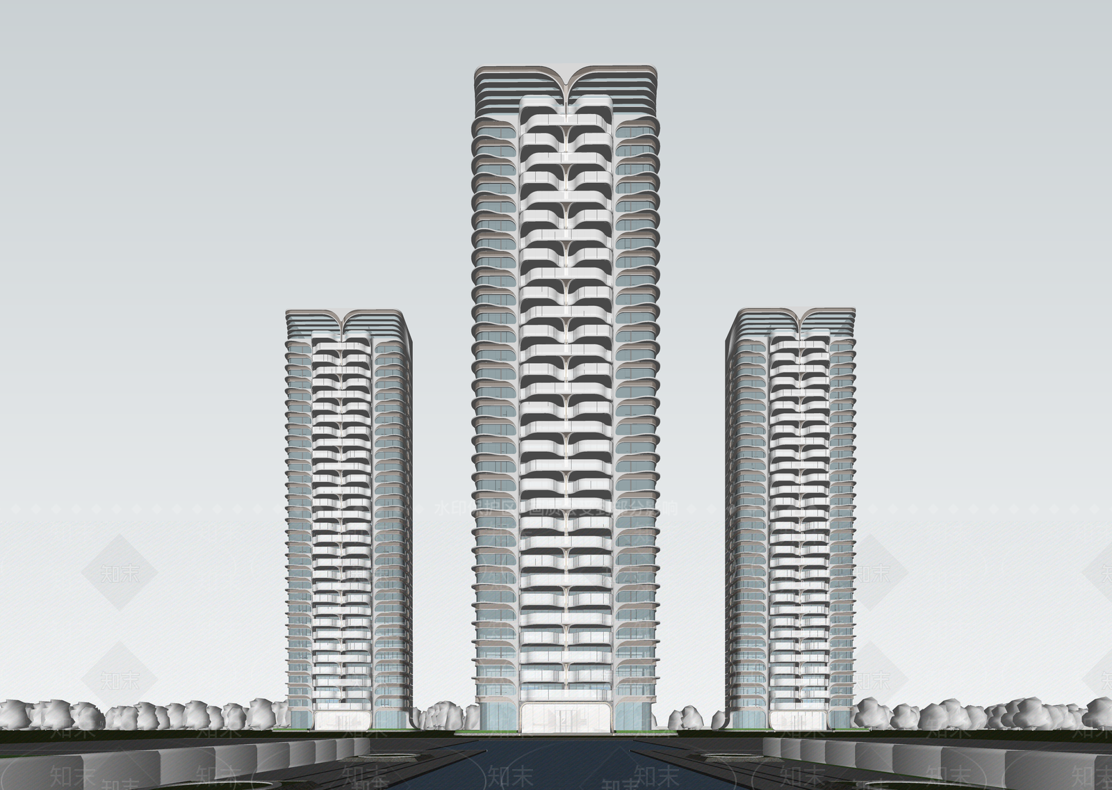 现代高层住宅SU模型下载【ID:1202828911】