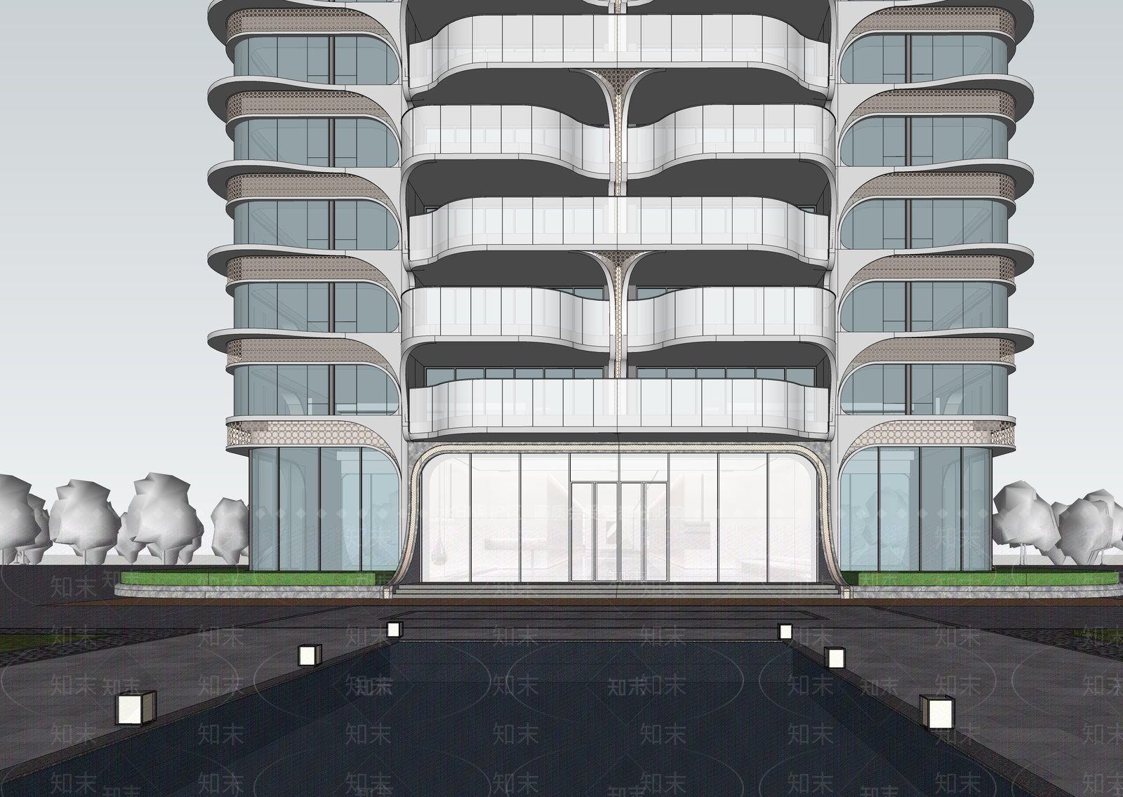 现代小区建筑SU模型下载【ID:1202829021】
