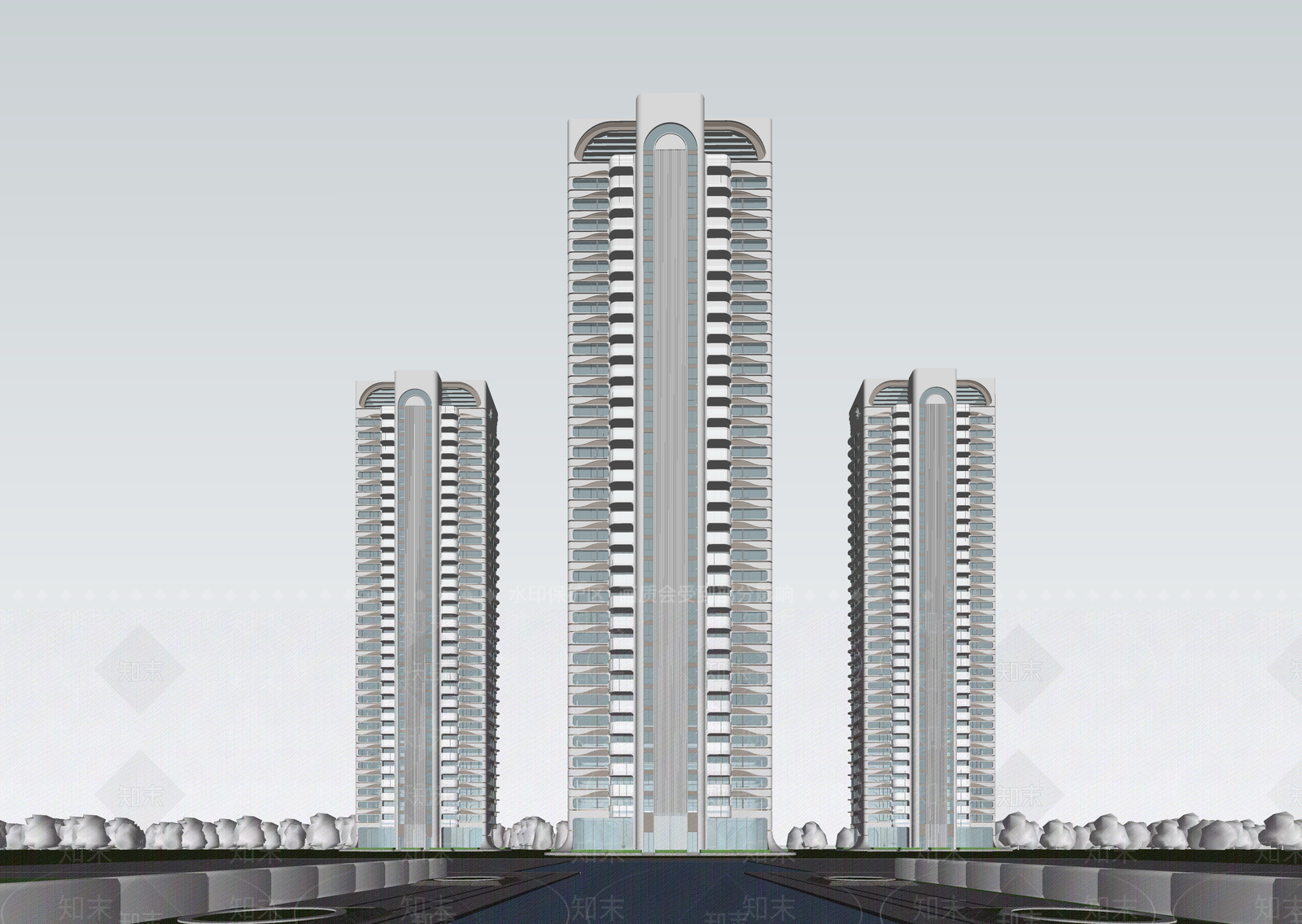 现代高层住宅SU模型下载【ID:1202829056】