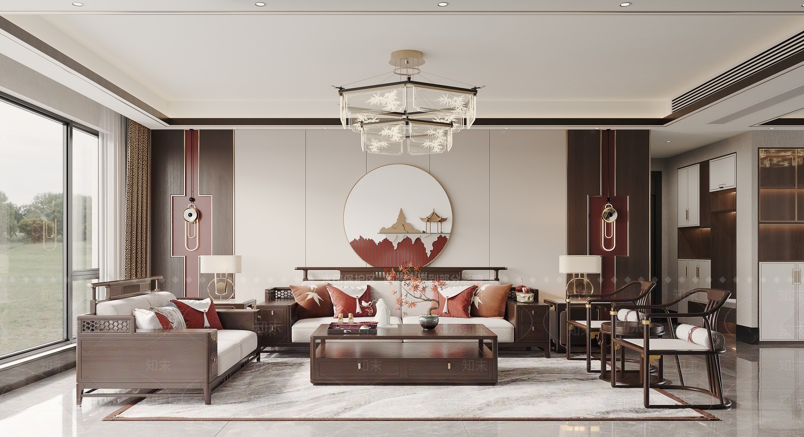 新中式轻奢家居客厅3D模型下载【ID:1202829255】