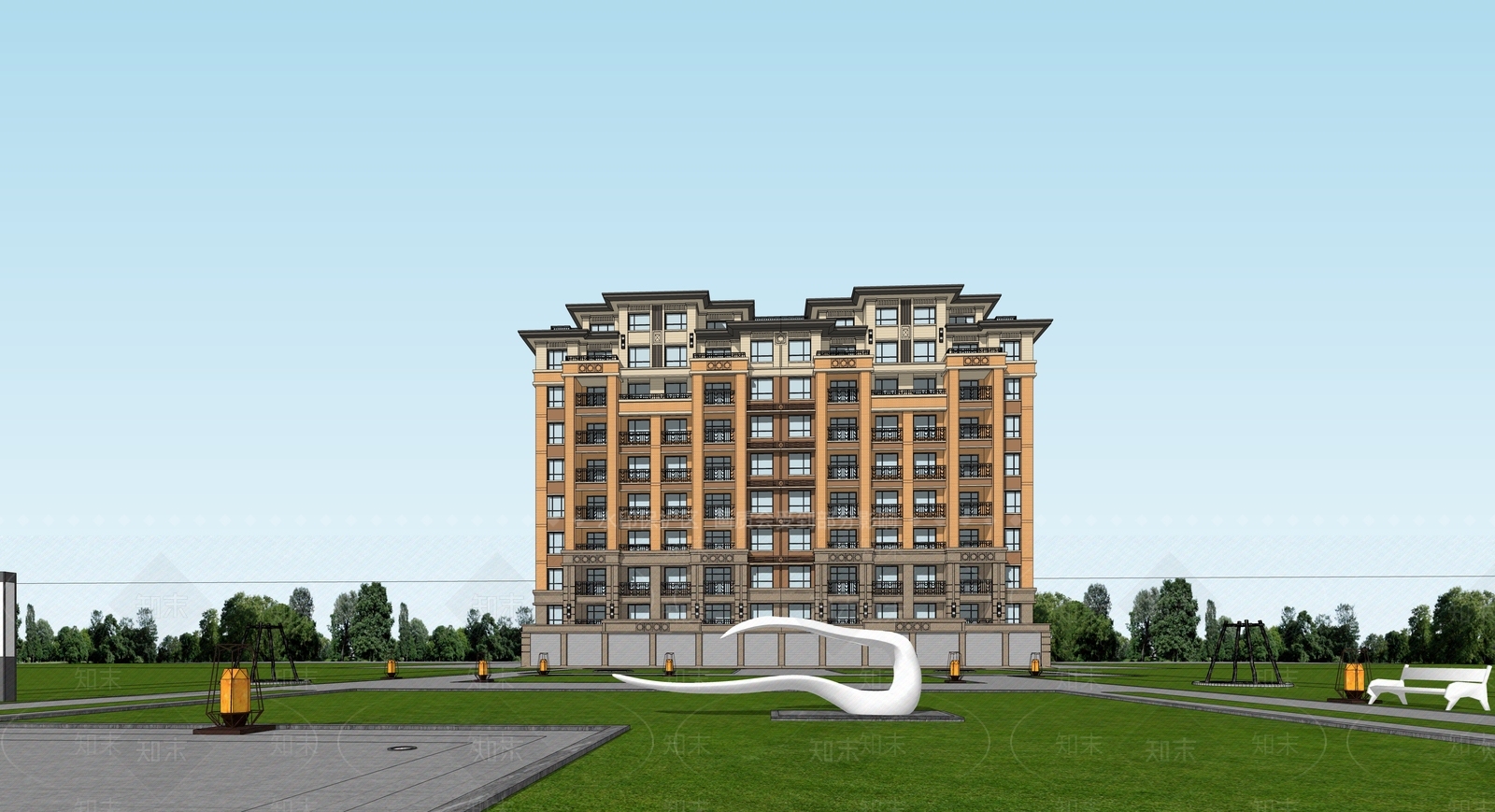 现代欧式多层住宅SU模型下载【ID:1202829613】