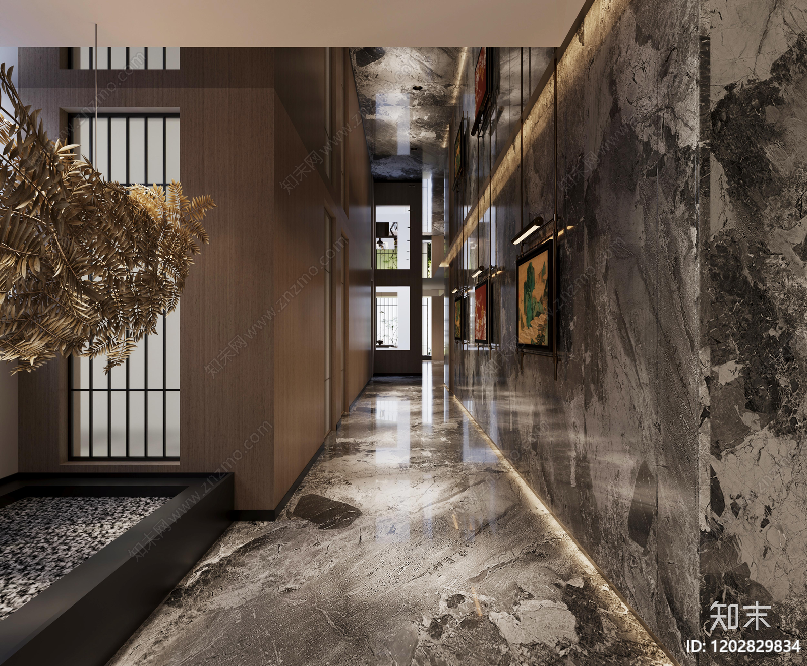 现代轻奢会所cad施工图下载【ID:1202829834】