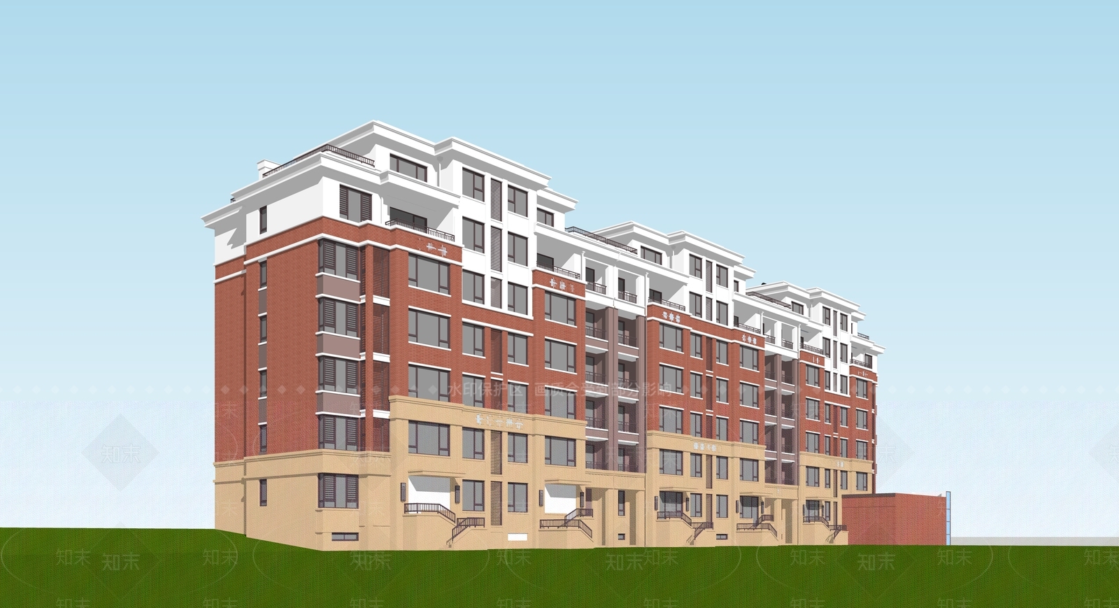 欧式现代多层住宅SU模型下载【ID:1202829770】