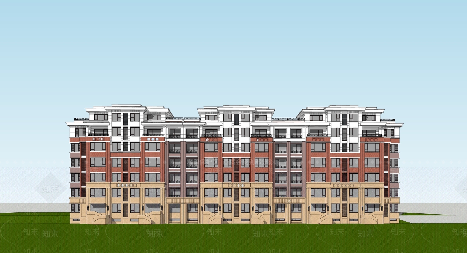 欧式现代多层住宅SU模型下载【ID:1202829833】