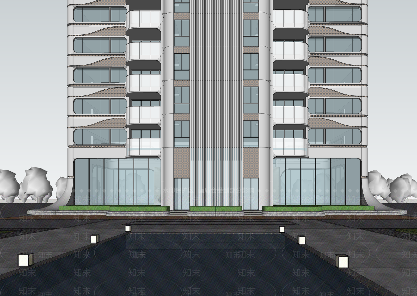 现代小区建筑SU模型下载【ID:1202829908】