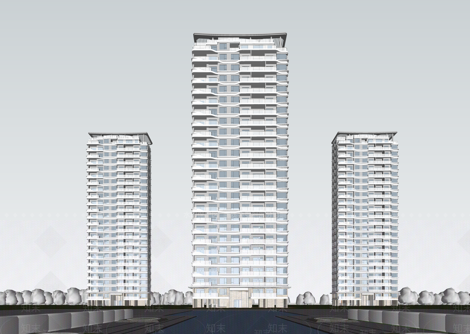 现代高层住宅SU模型下载【ID:1202830062】