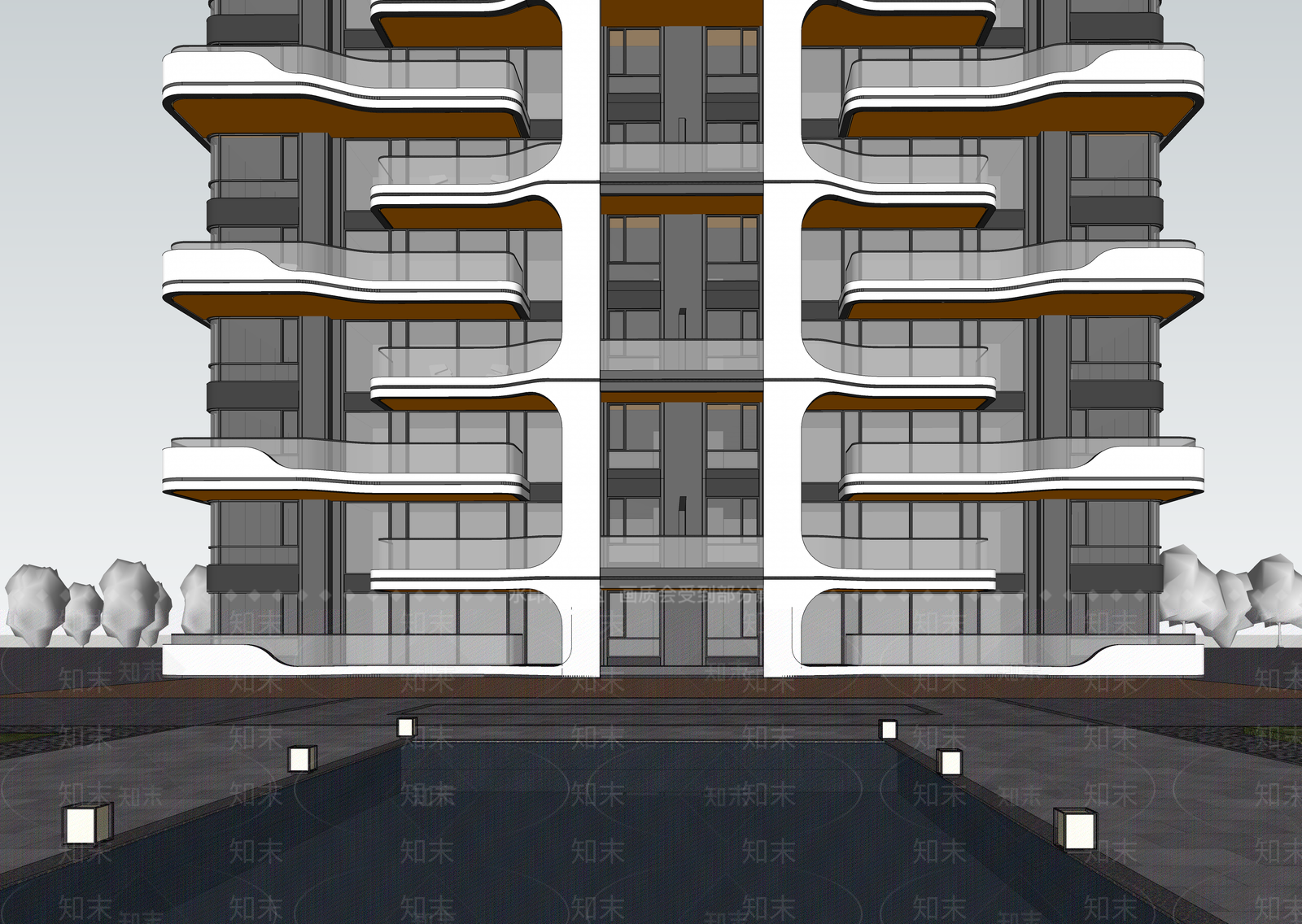 现代小区建筑SU模型下载【ID:1202830388】