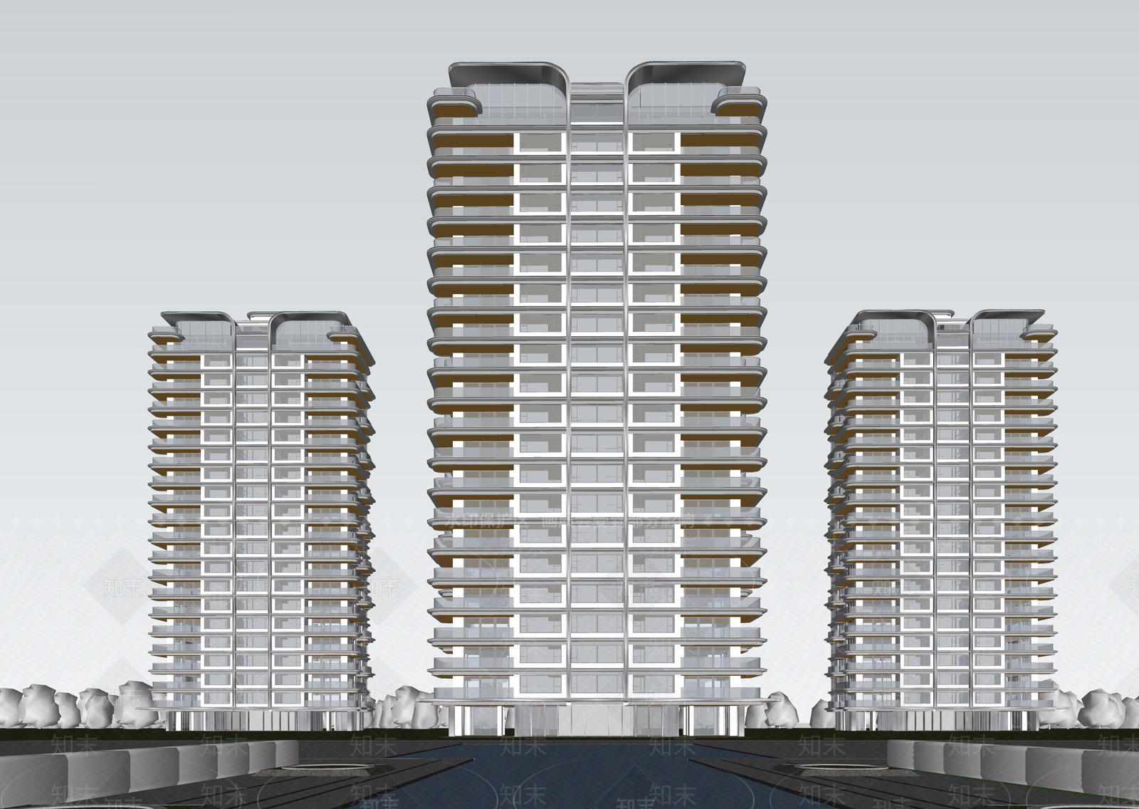 现代高层住宅SU模型下载【ID:1202830462】