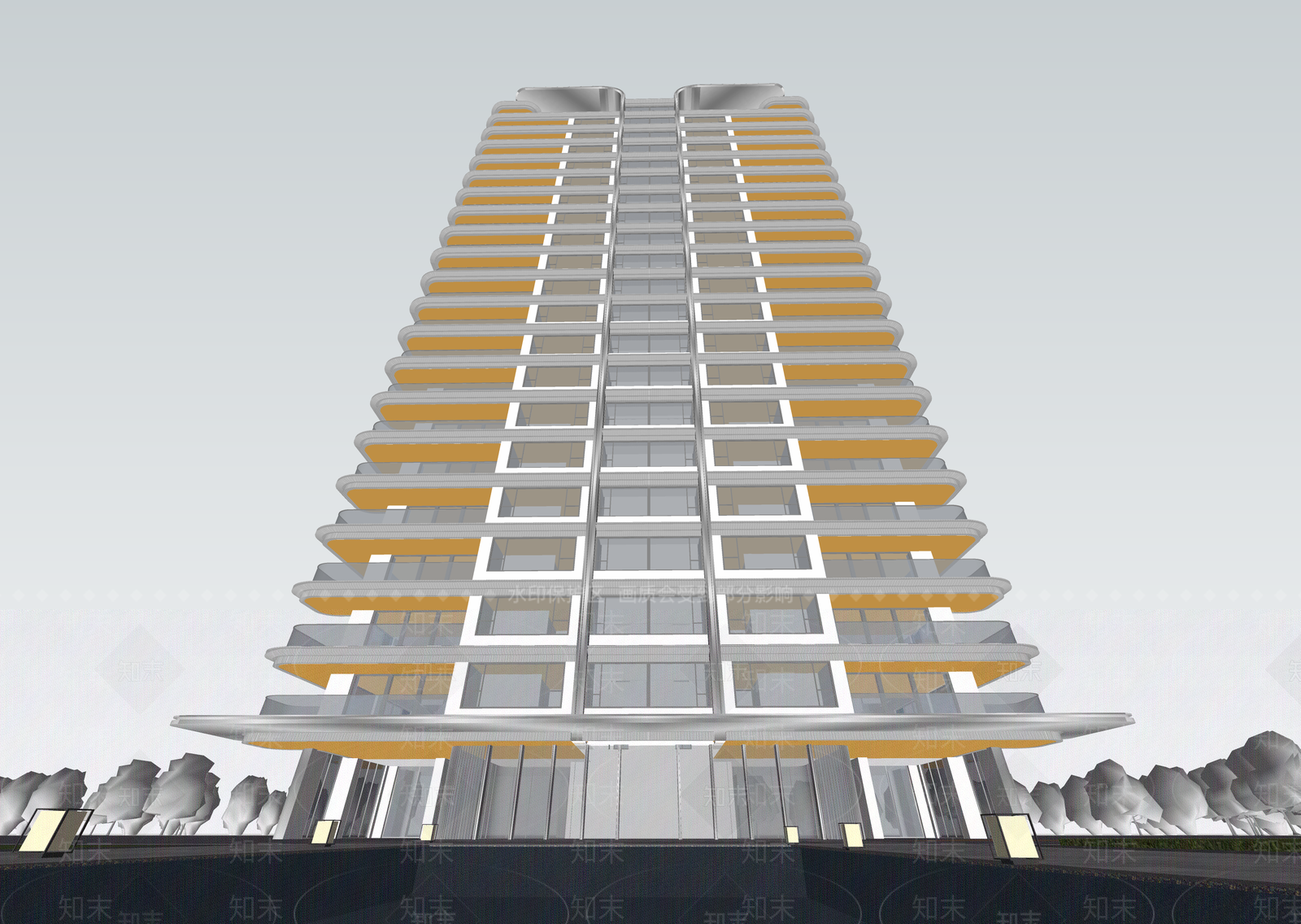 现代高层住宅SU模型下载【ID:1202830592】
