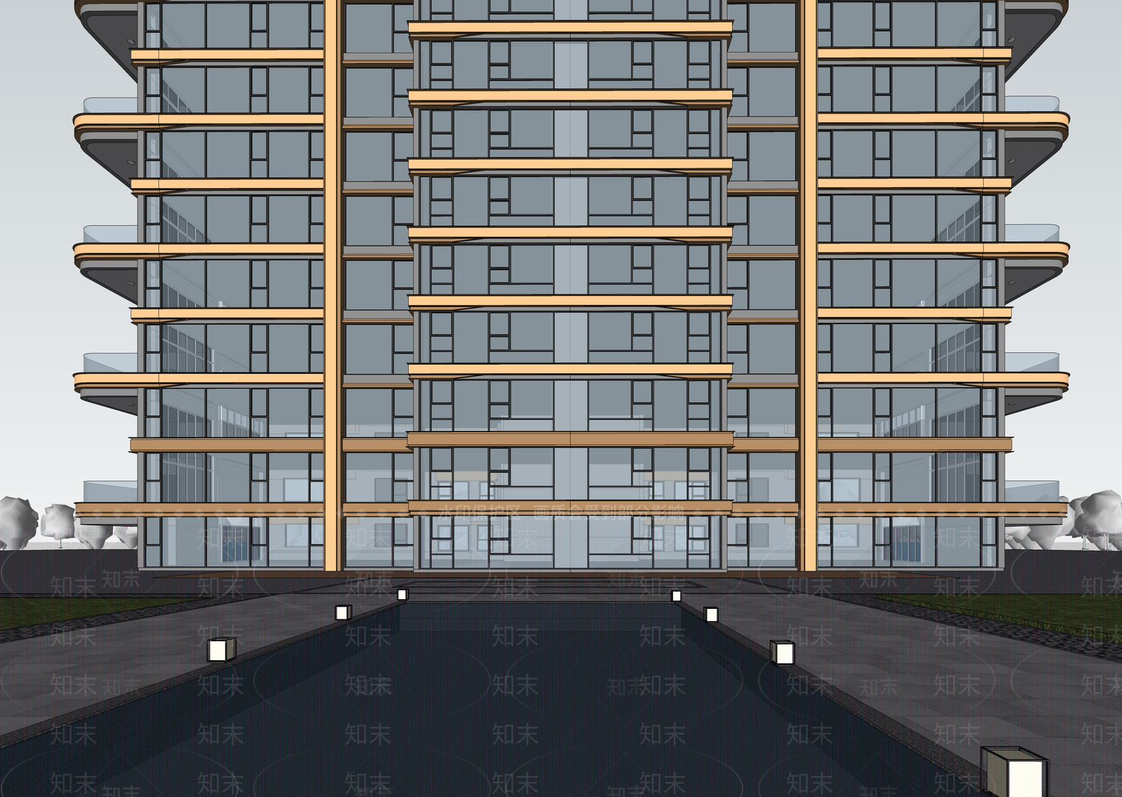 现代小区建筑SU模型下载【ID:1202831206】