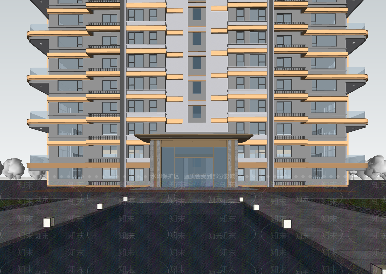 现代小区建筑SU模型下载【ID:1202831379】