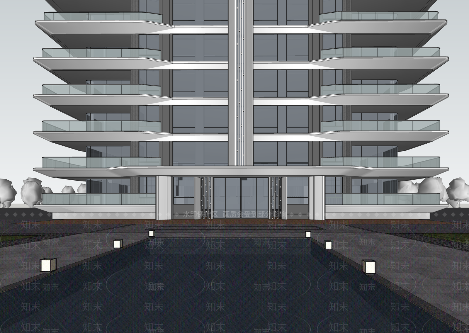 现代小区建筑SU模型下载【ID:1202831419】