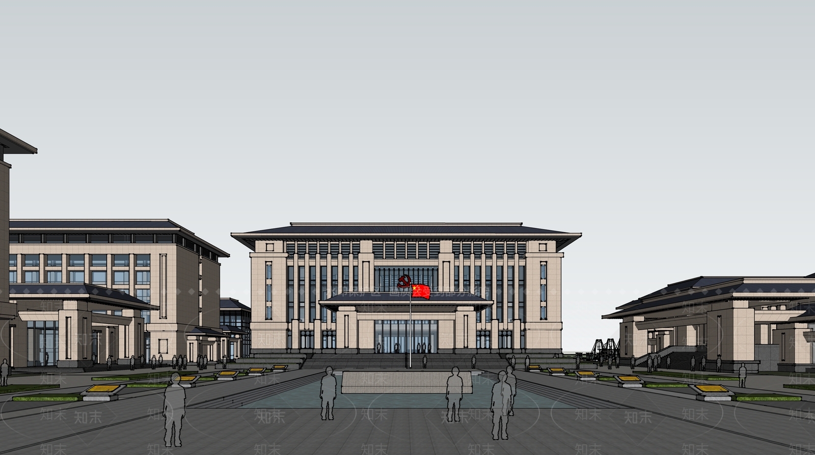 新中式大学教学楼SU模型下载【ID:1202832464】