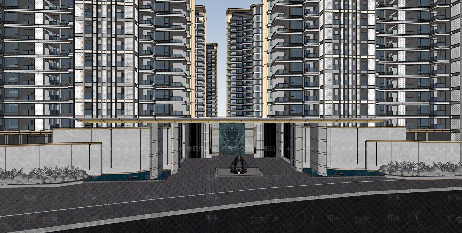 现代轻奢入口大门SU模型下载【ID:1202833510】