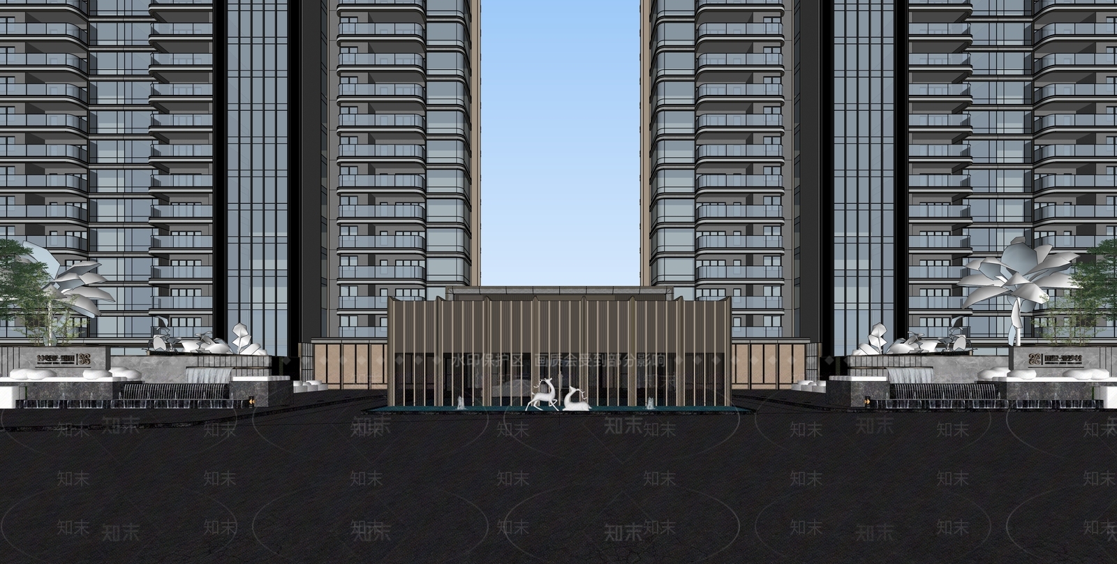 现代轻奢入口大门SU模型下载【ID:1202833548】