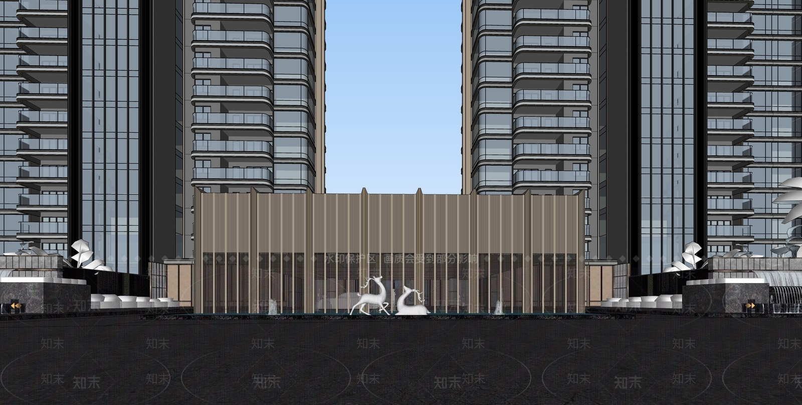 现代轻奢入口大门SU模型下载【ID:1202833548】