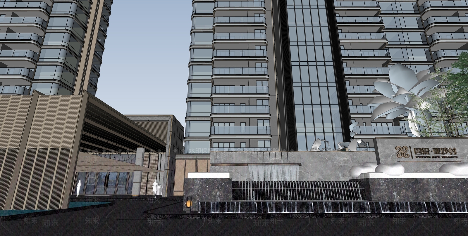 现代轻奢入口大门SU模型下载【ID:1202833548】