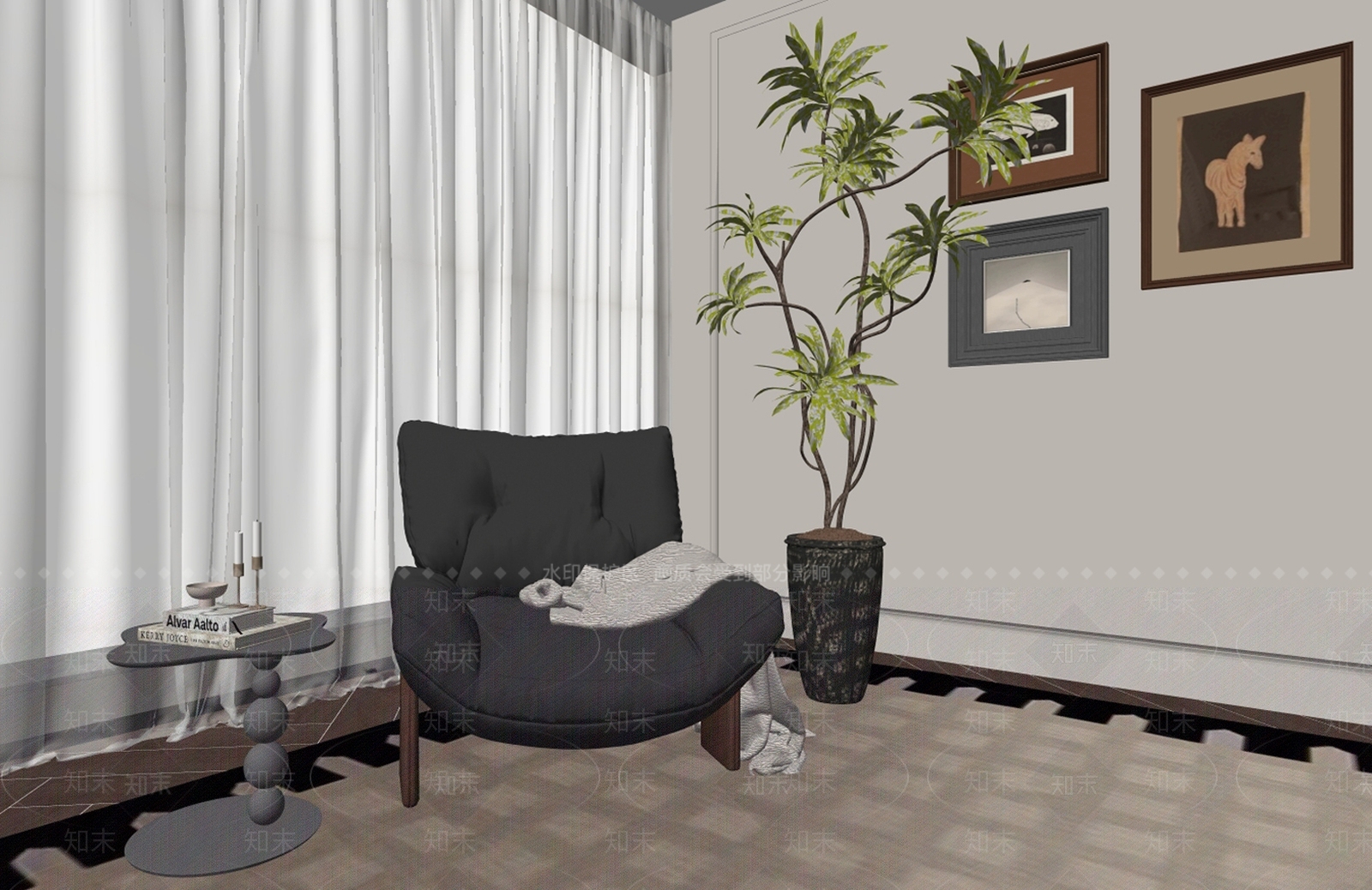 现代休闲椅SU模型下载【ID:1202835662】
