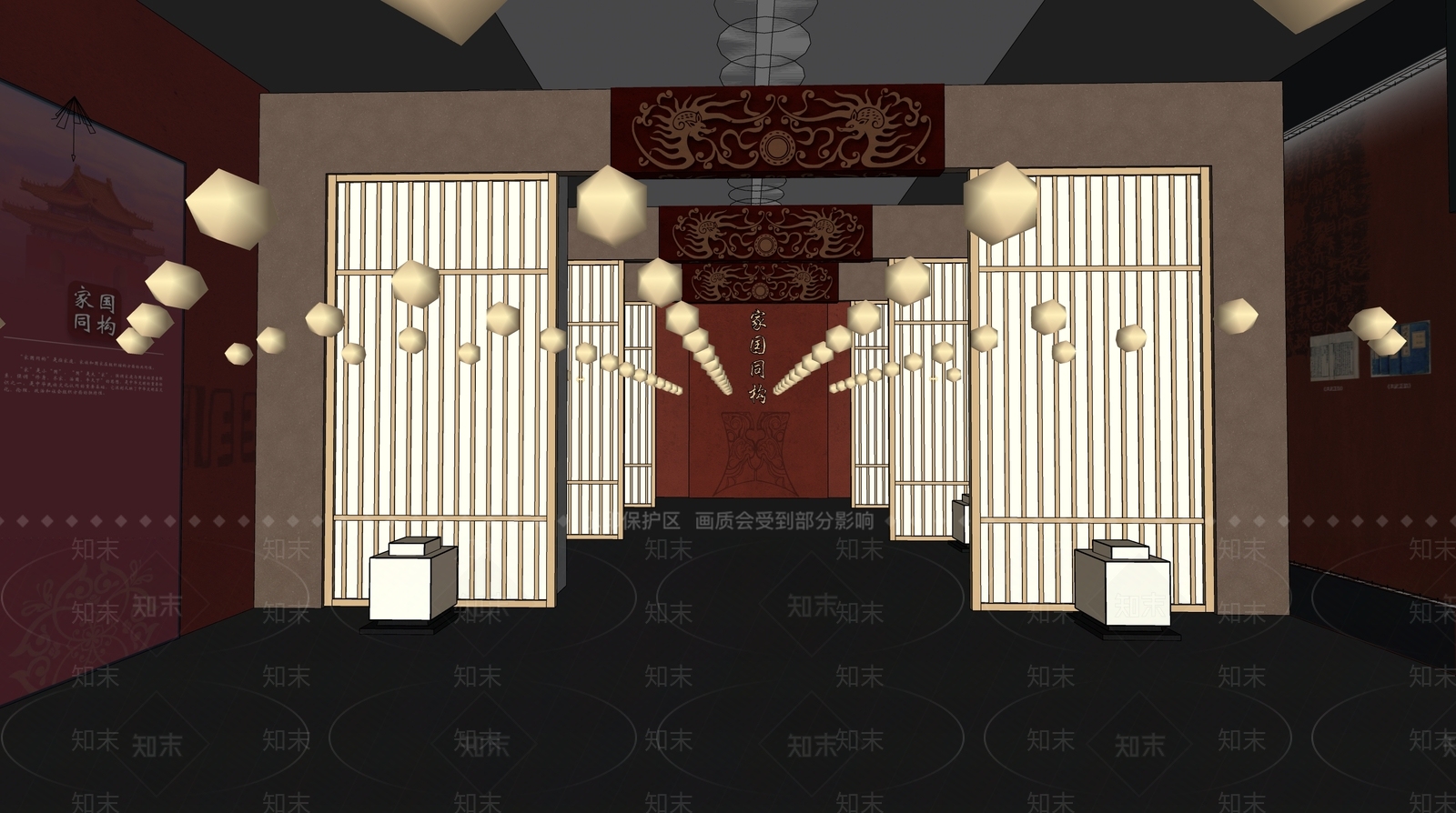 新中式艺术展厅SU模型下载【ID:1202836171】