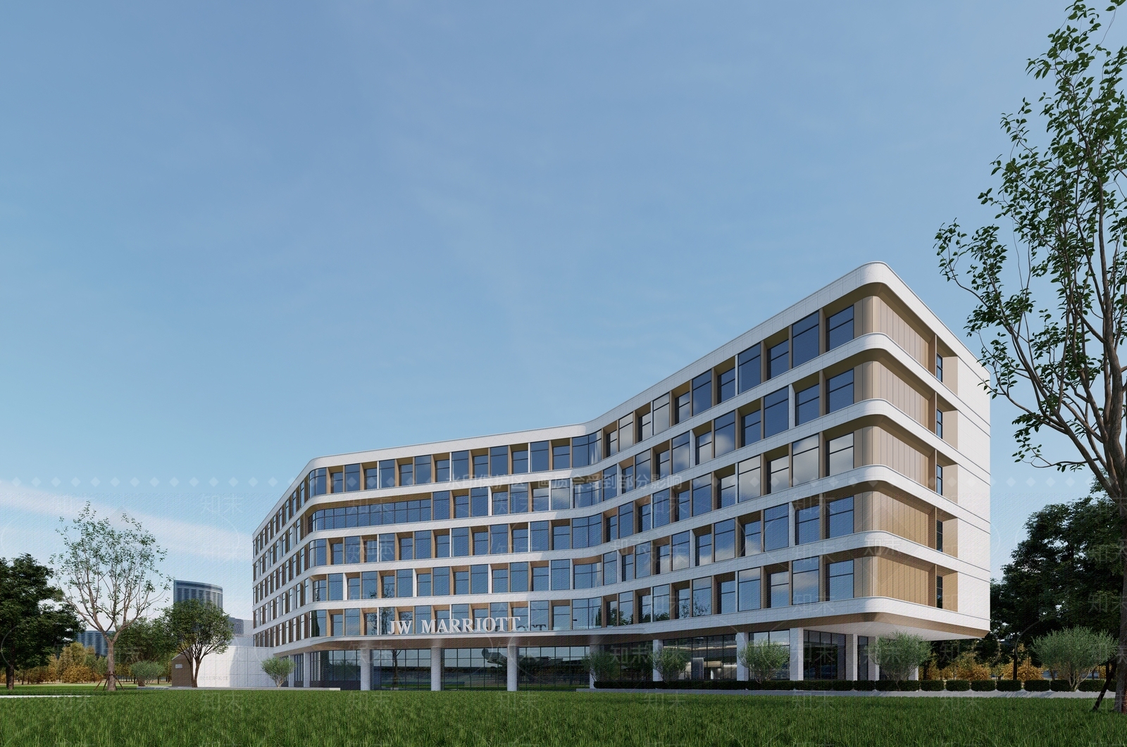 现代简约酒店建筑SU模型下载【ID:1202837069】