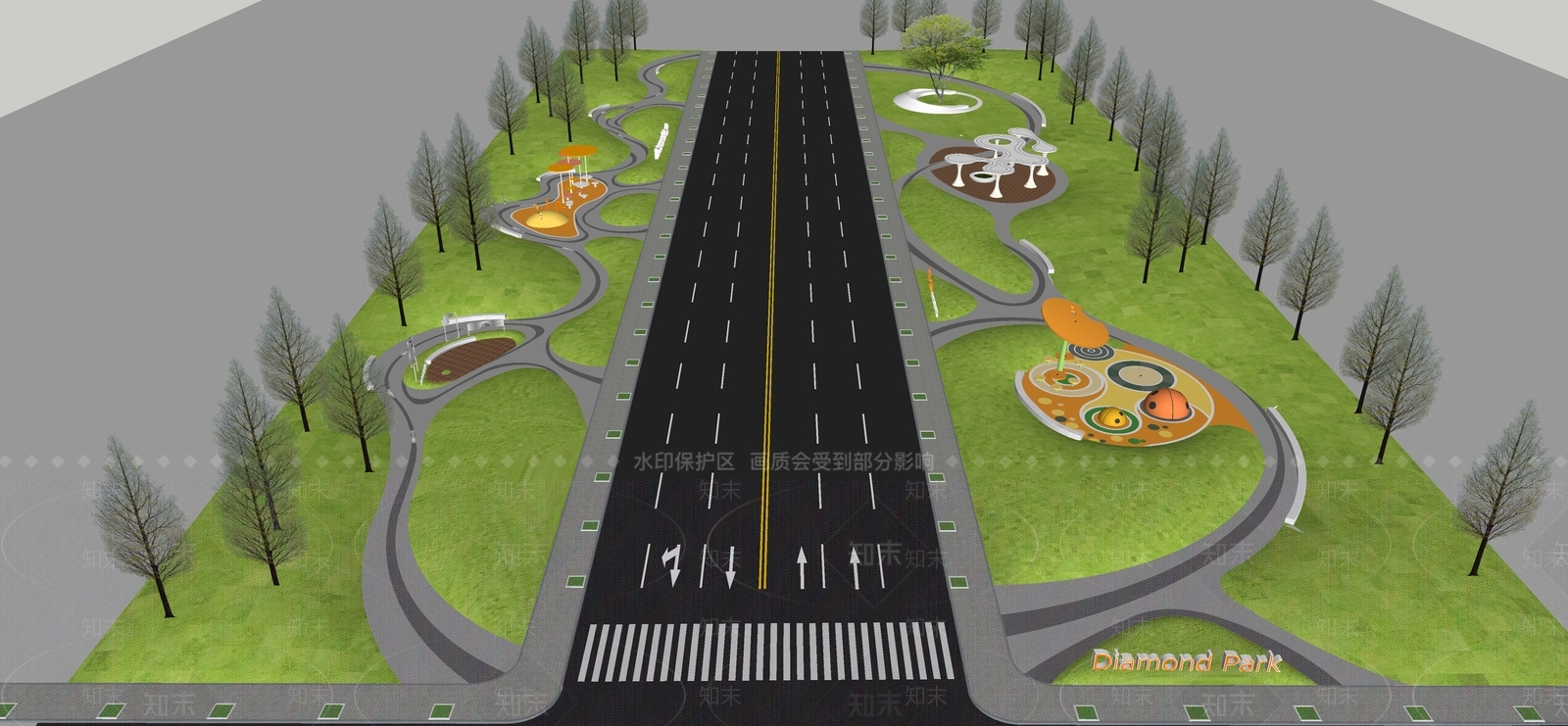 现代简约口袋公园SU模型下载【ID:1202837433】