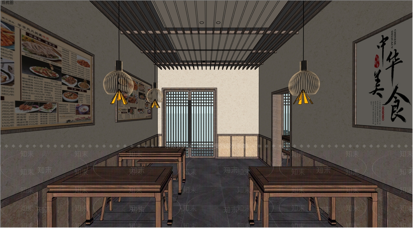 新中式中式面馆SU模型下载【ID:1202840080】