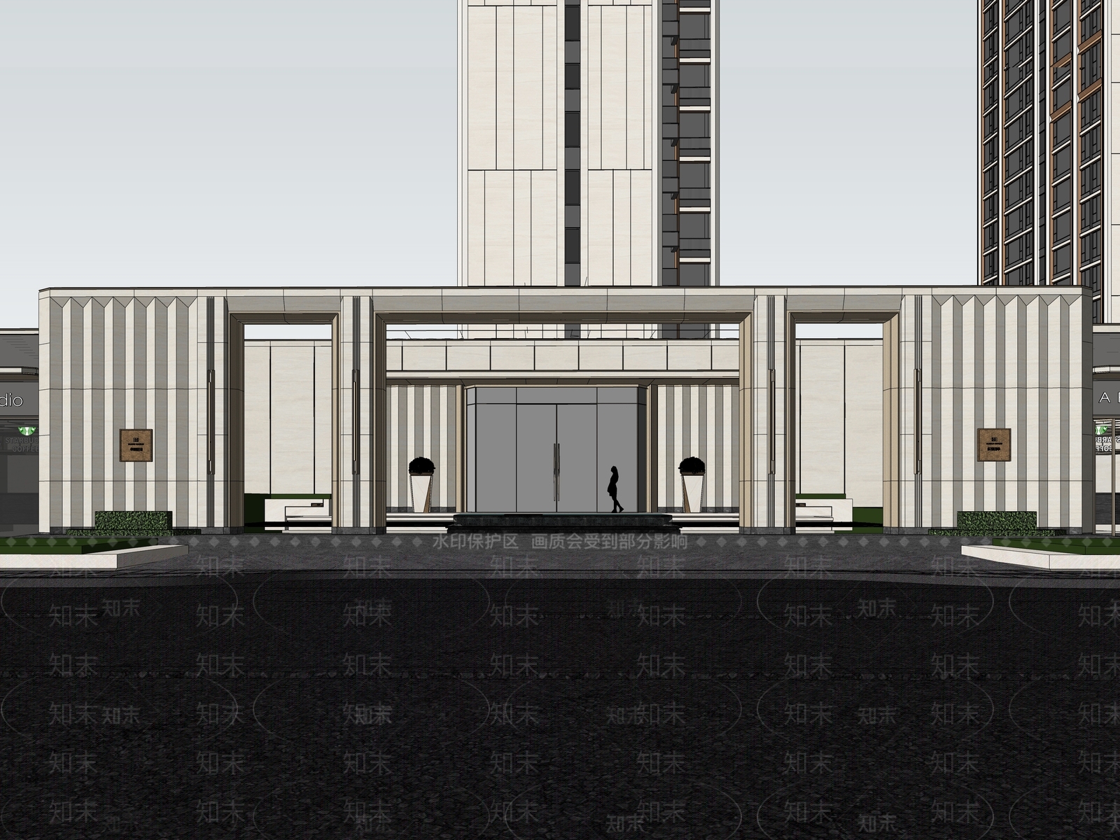 现代小区建筑SU模型下载【ID:1202842197】