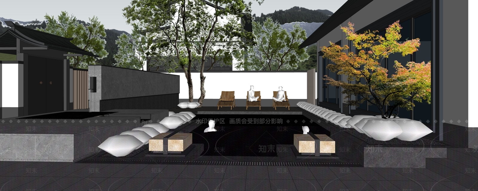 现代极简别墅庭院SU模型下载【ID:1202845523】