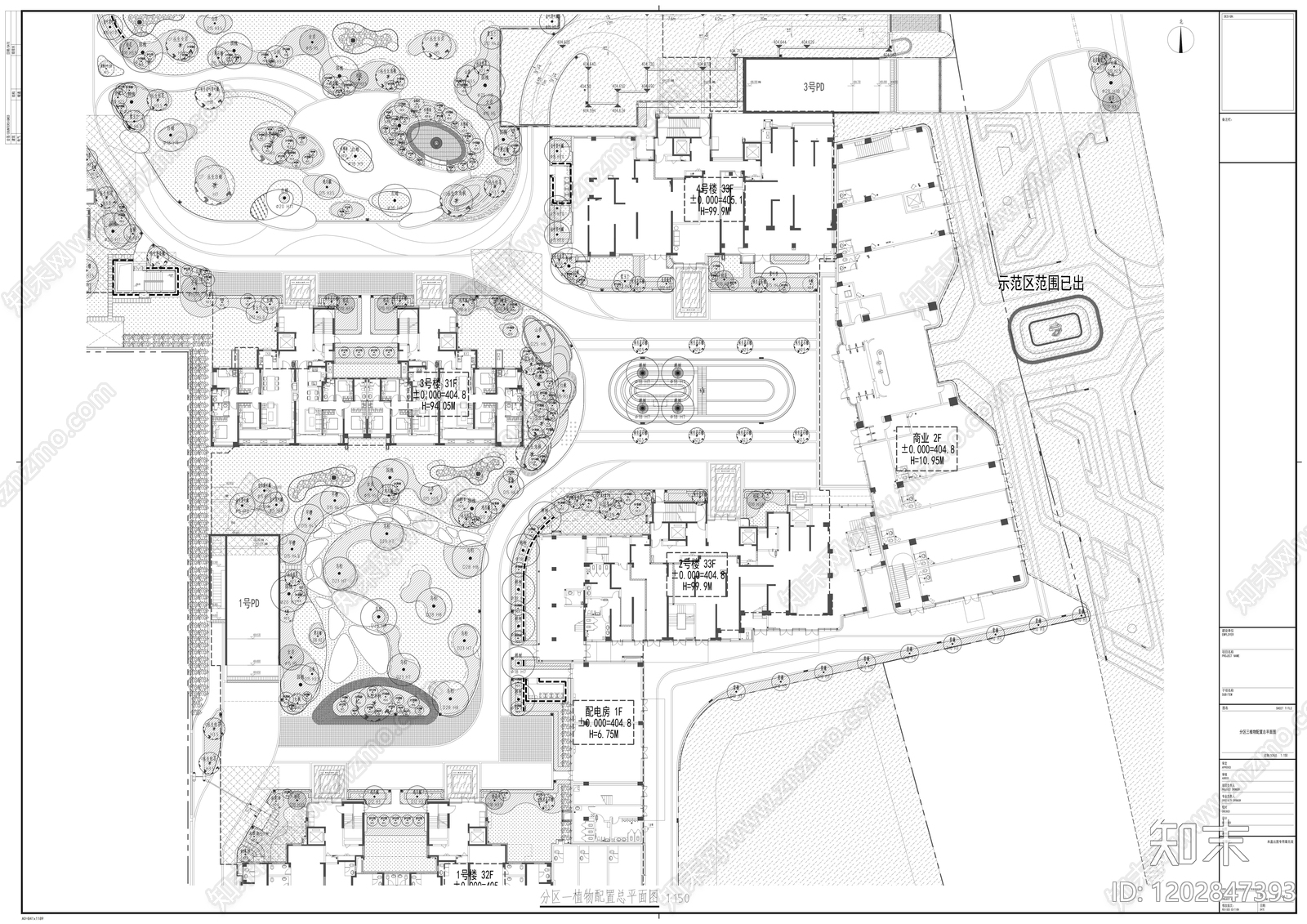 宅间绿地cad施工图下载【ID:1202847393】
