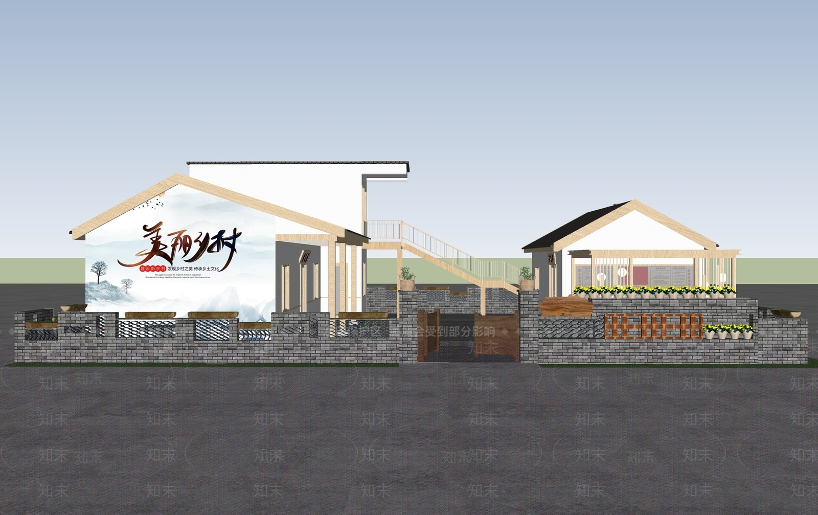 新中式农村文化展厅SU模型下载【ID:1202854920】