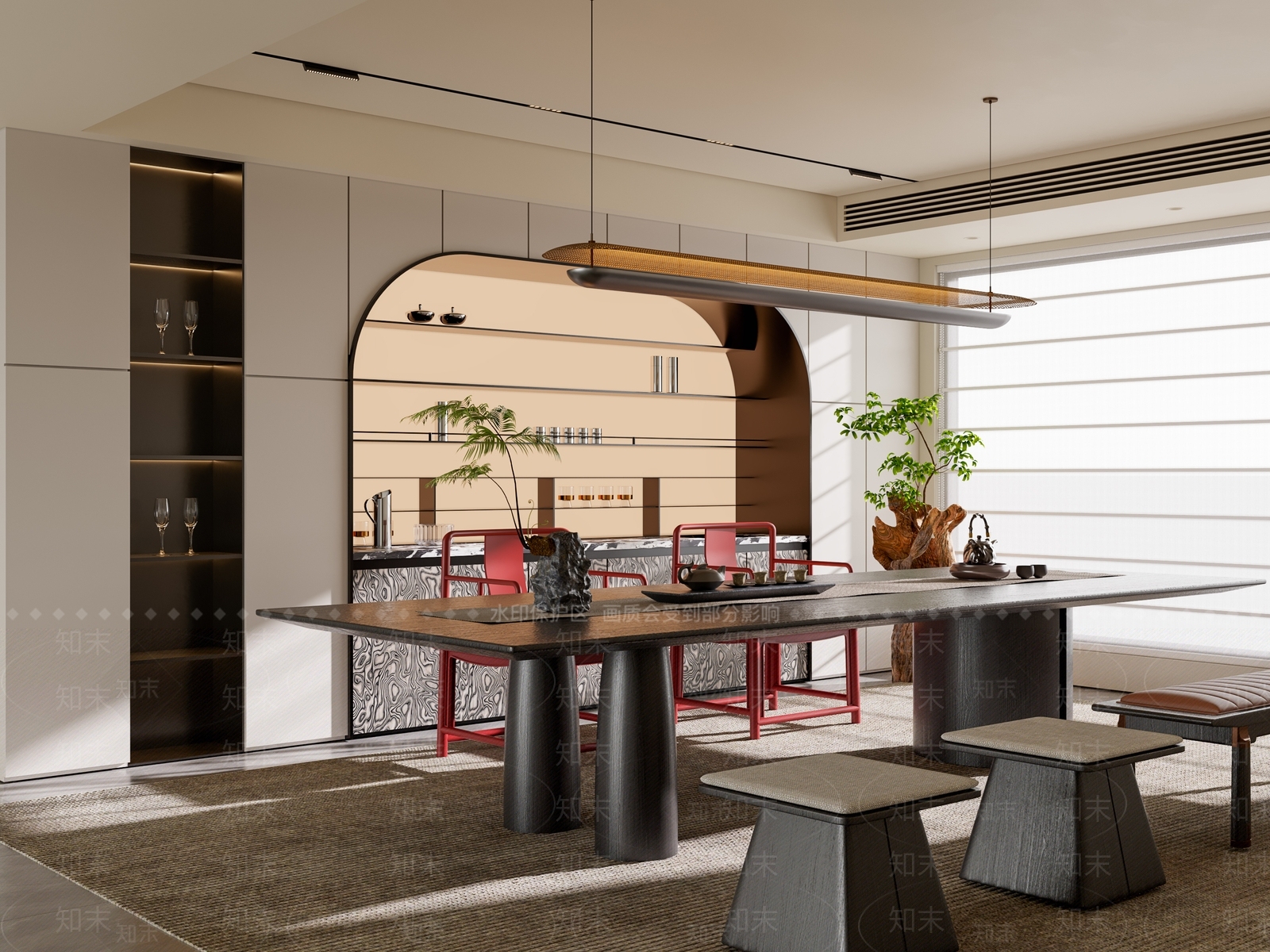 现代意式茶室SU模型下载【ID:1202975836】