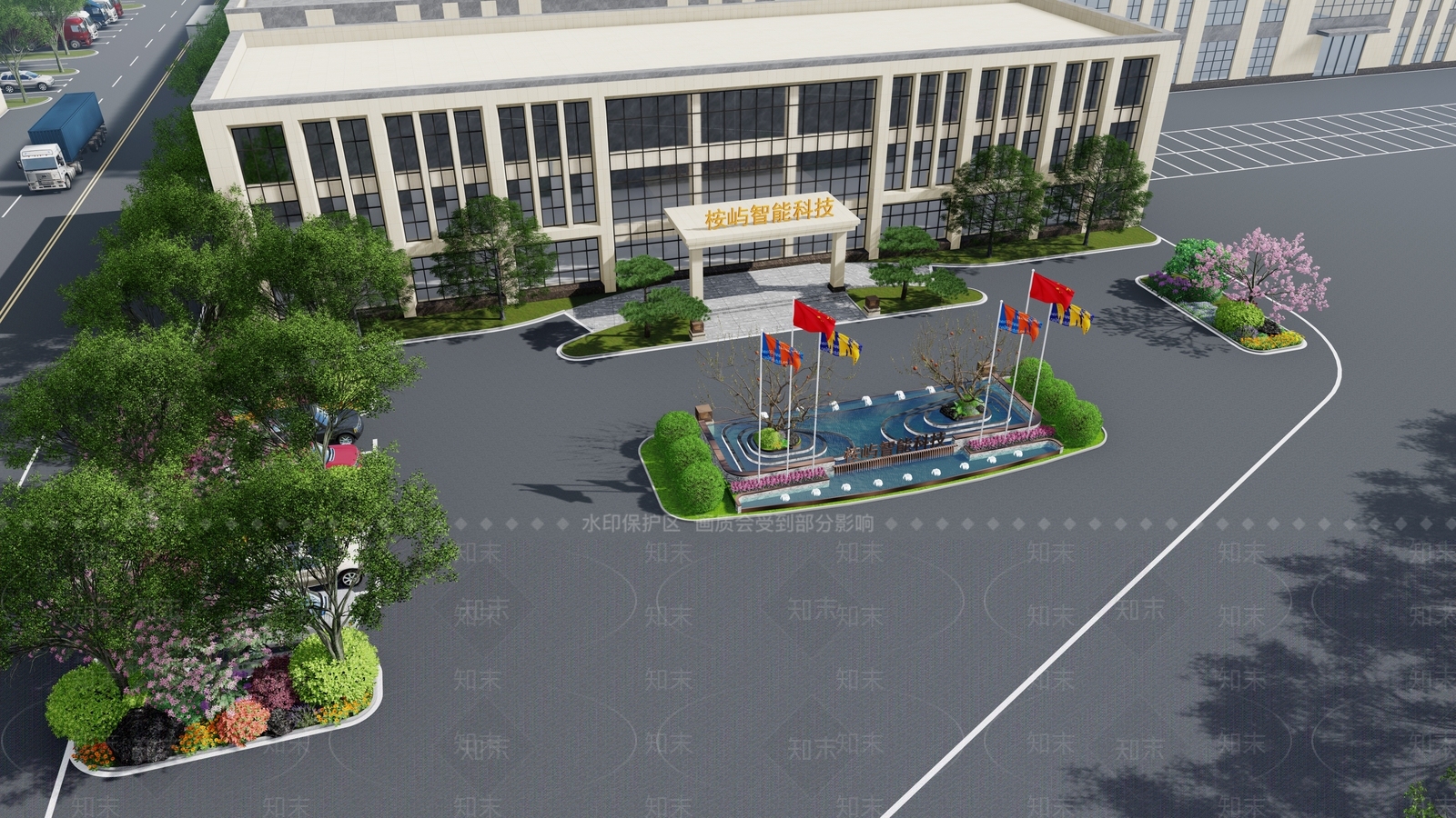 现代简约办公园区景观SU模型下载【ID:1202856550】