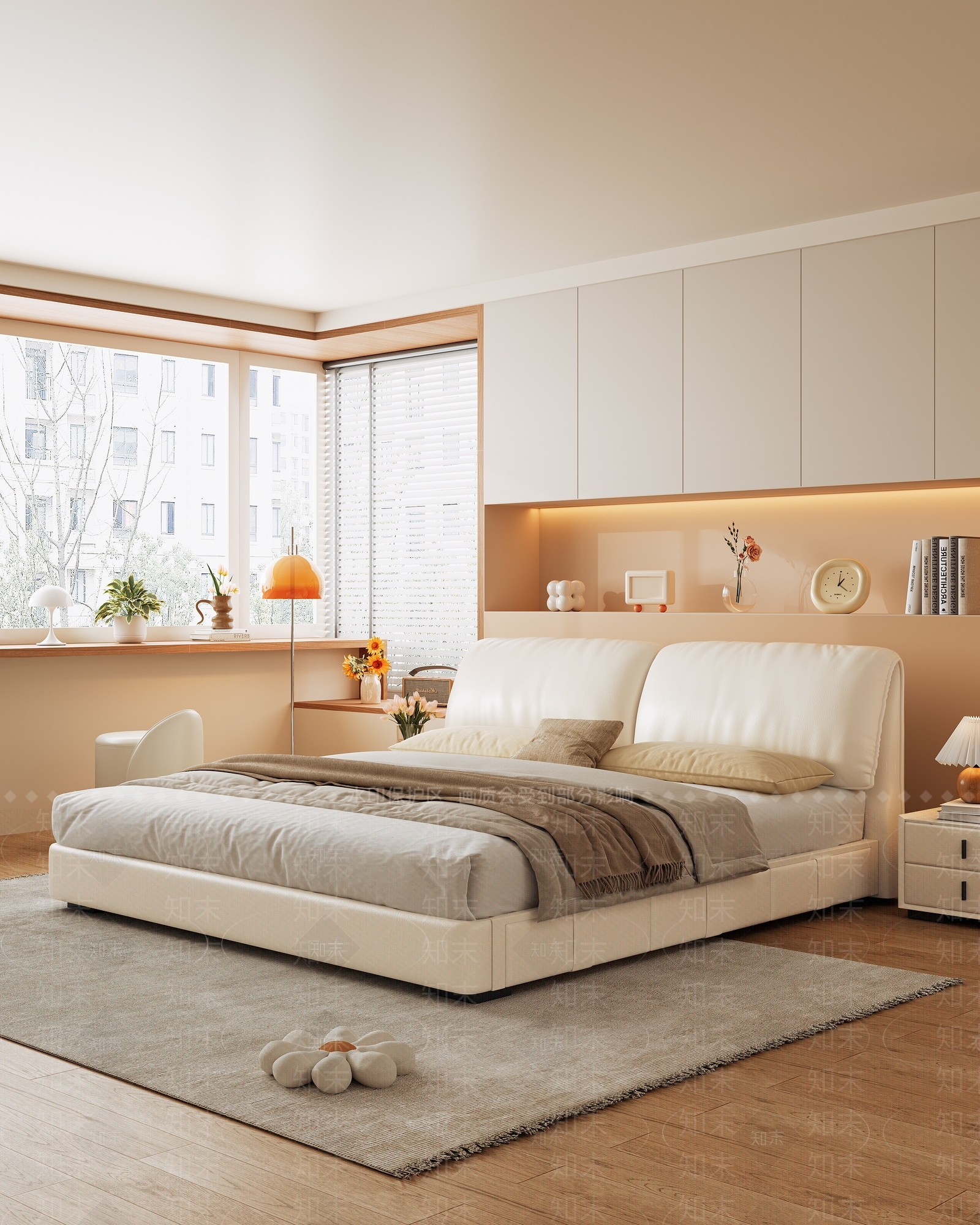 现代奶油家居卧室3D模型下载【ID:1202862596】