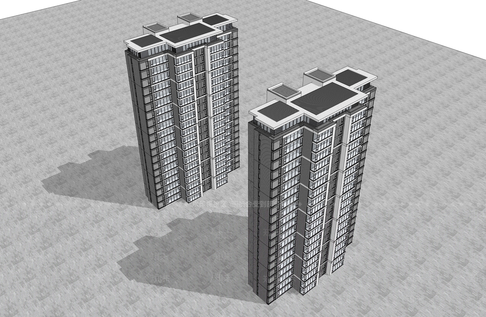 现代高层住宅SU模型下载【ID:1202863030】