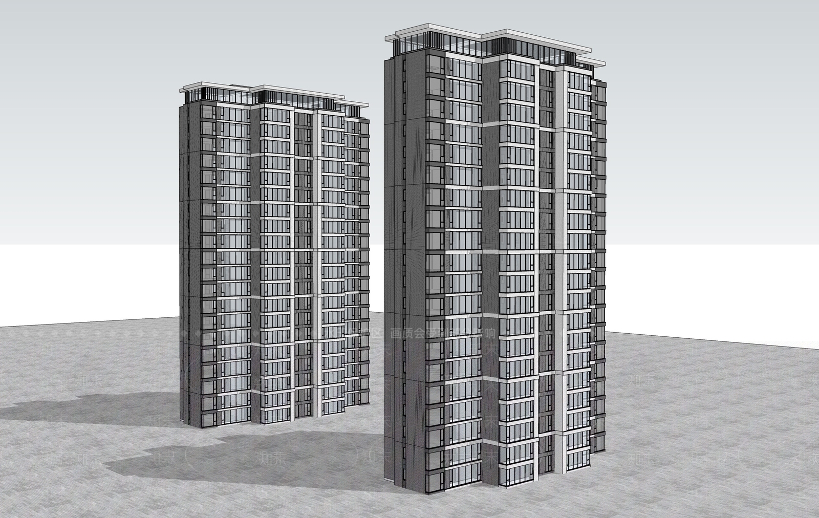 现代高层住宅SU模型下载【ID:1202863030】