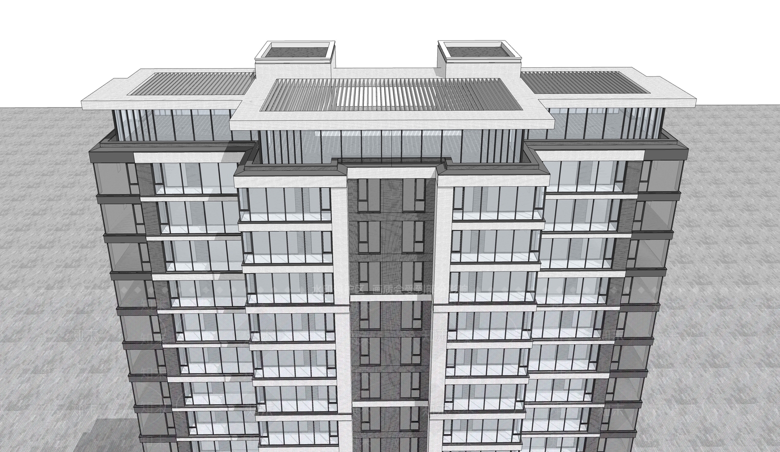 现代高层住宅SU模型下载【ID:1202863030】