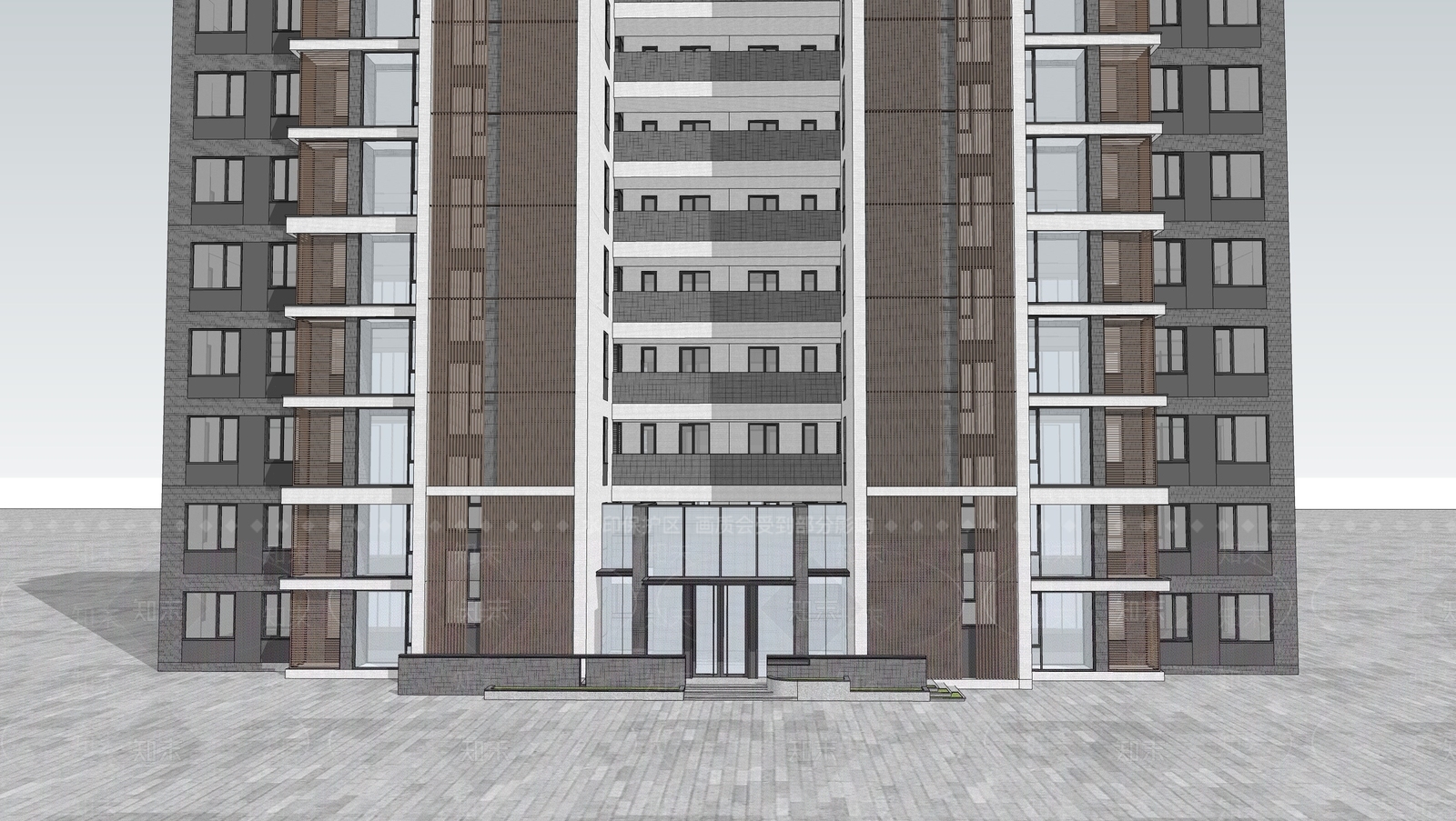 现代高层住宅SU模型下载【ID:1202863030】