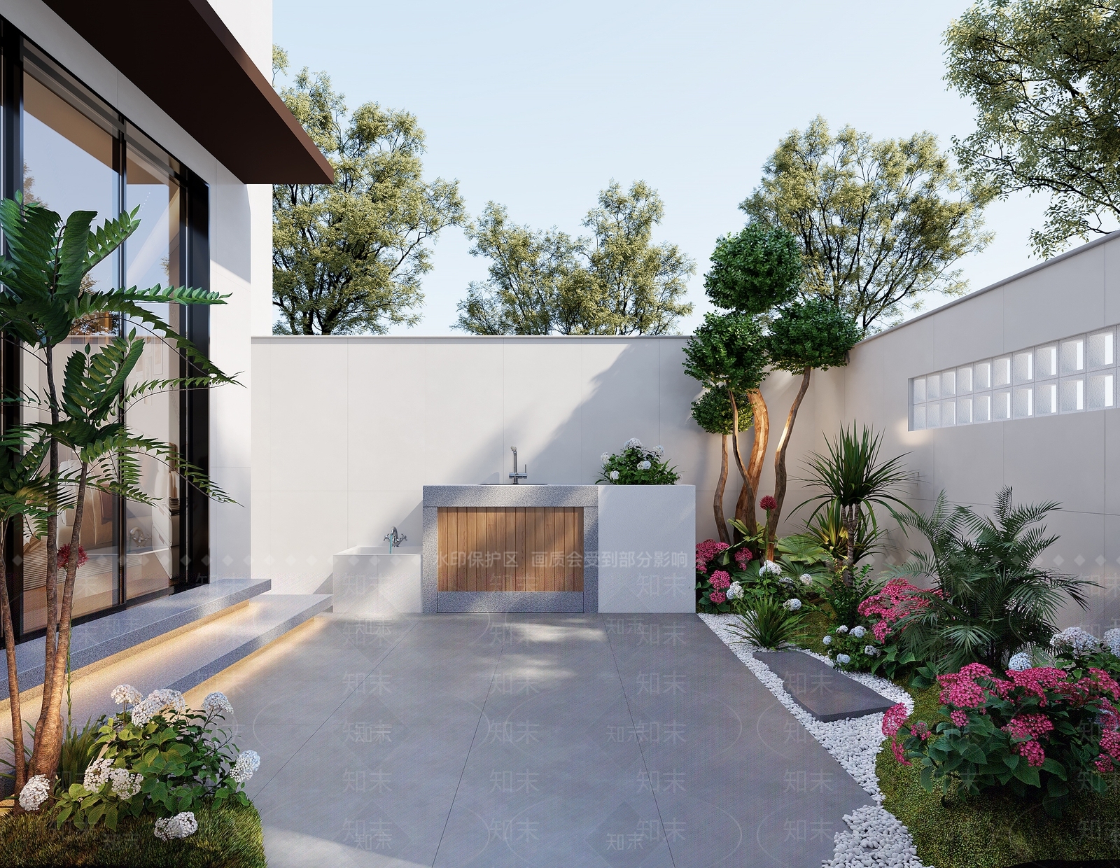 现代奶油庭院3D模型下载【ID:1202868100】