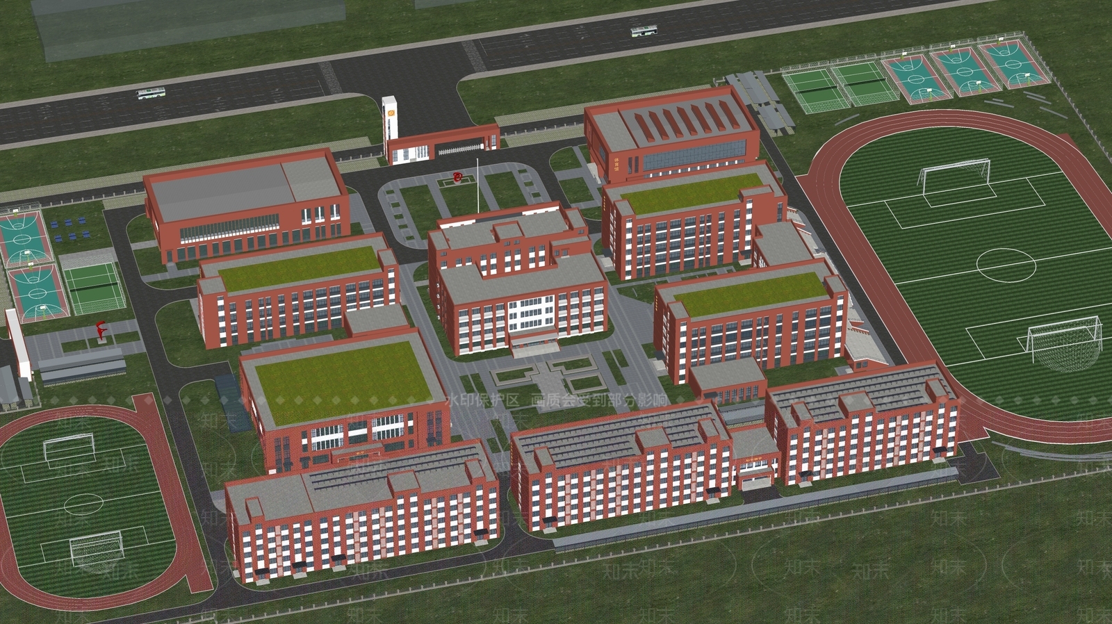 现代学校建筑SU模型下载【ID:1202963825】