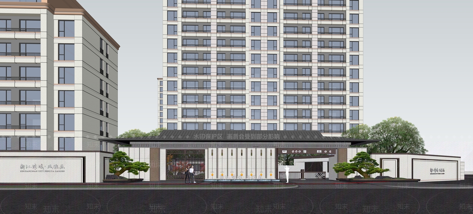 新中式现代多层住宅SU模型下载【ID:1202869767】