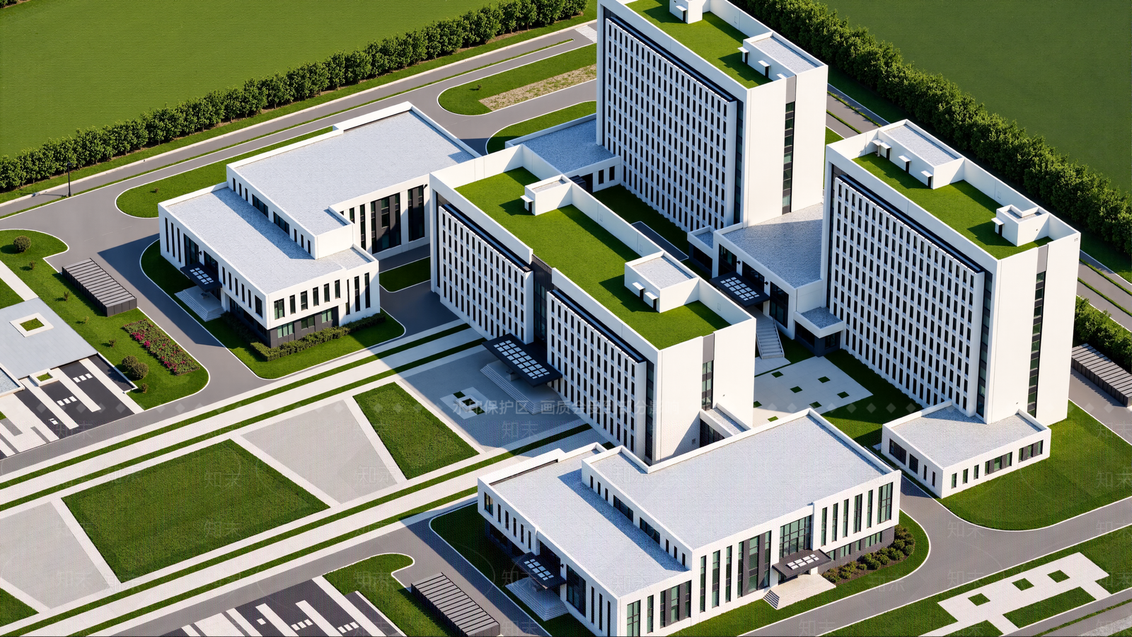 现代产业园办公楼SU模型下载【ID:1204158283】