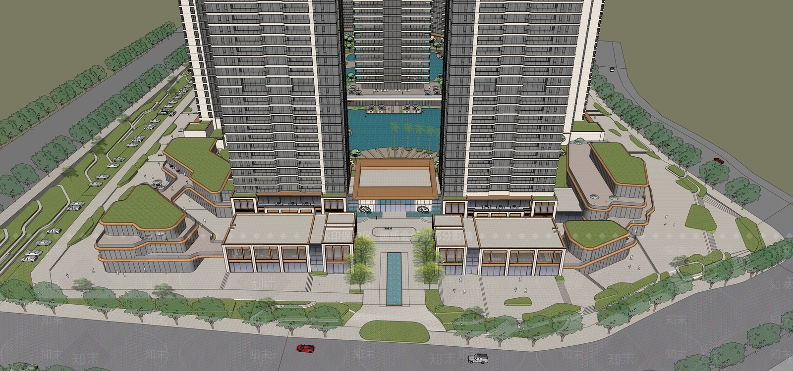 现代高层住宅SU模型下载【ID:1202871577】