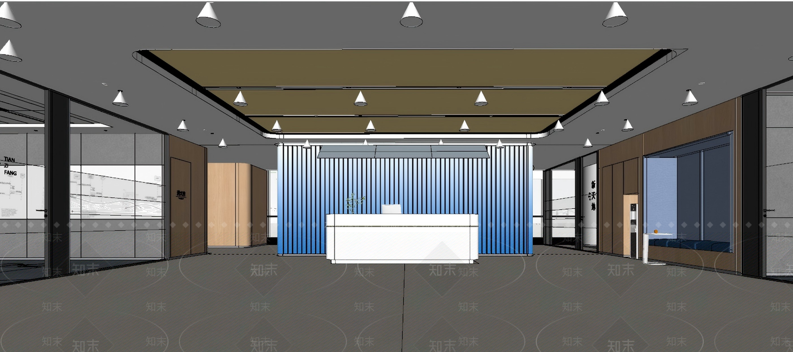 现代办公大堂SU模型下载【ID:1202872532】