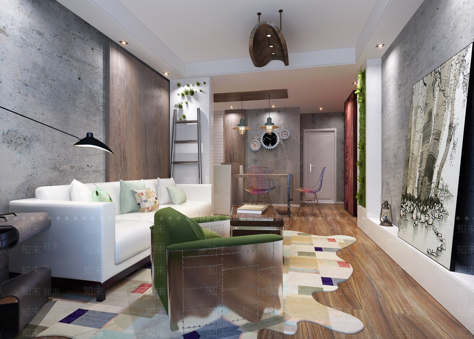 现代工业家居客厅3D模型下载【ID:1202872842】