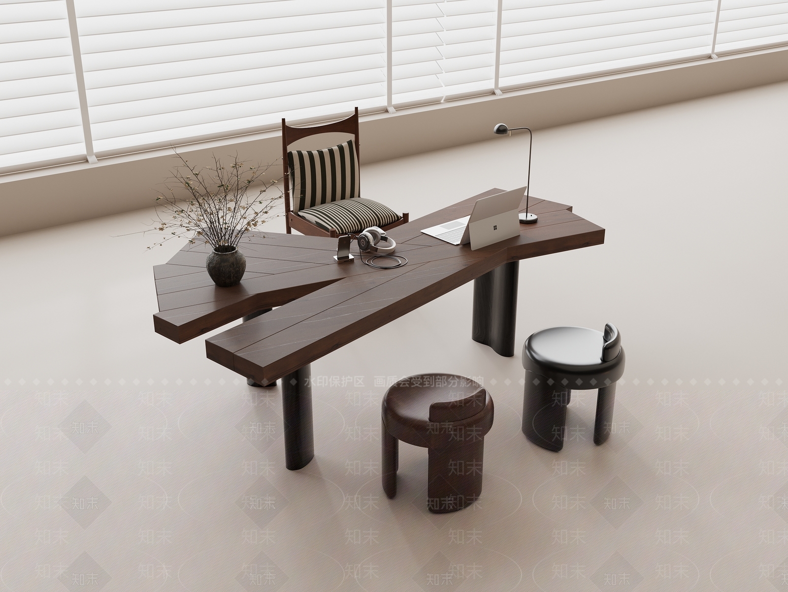 现代书桌椅3D模型下载【ID:1202874447】