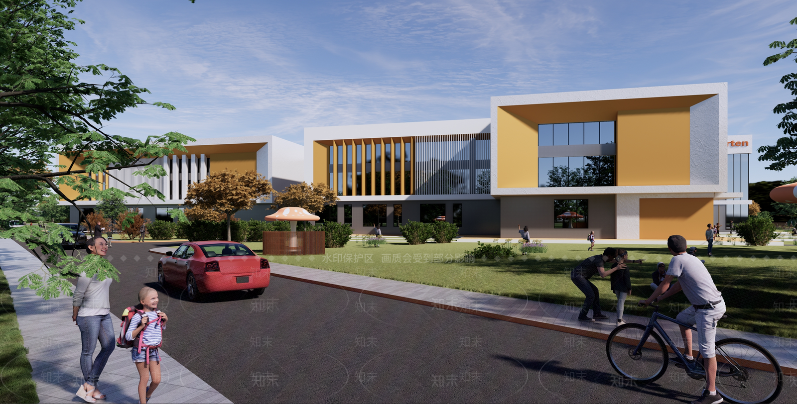 现代学校建筑SU模型下载【ID:1202875183】